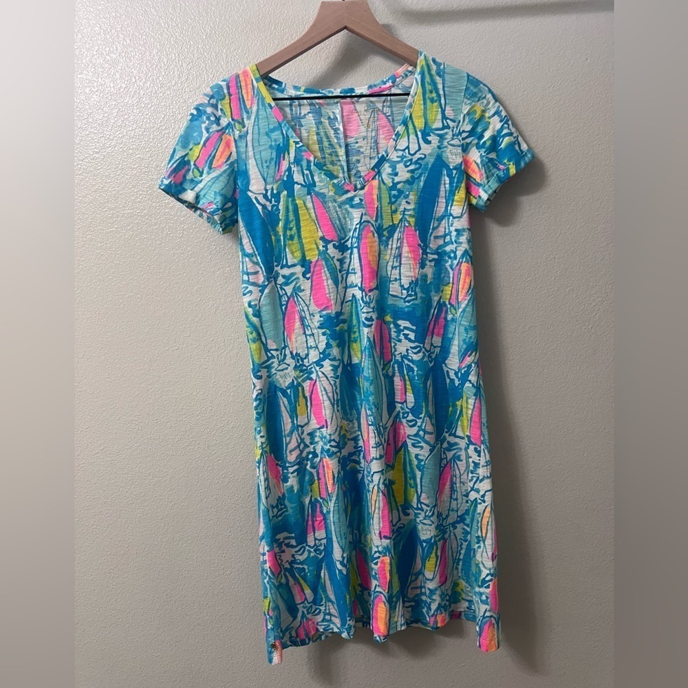 Lilly Pulitzer Beach And Bae Sailboat Jessica Short Sleeve Dress Size XS